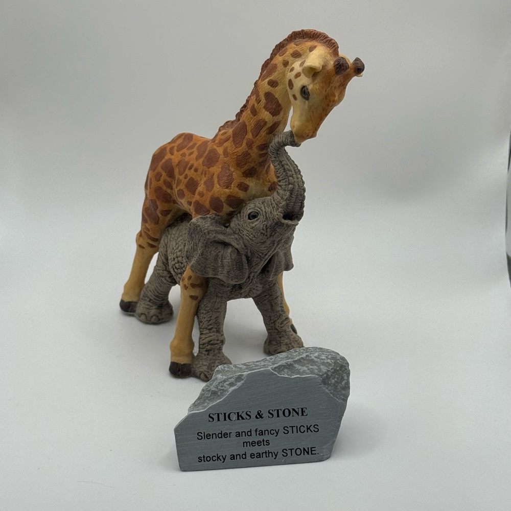 Martha Carey "Sticks and Stones" Giraffe and Elephant Figurine from "The Herd"